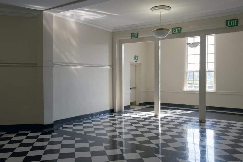 Shiny Checkered Floor of a School