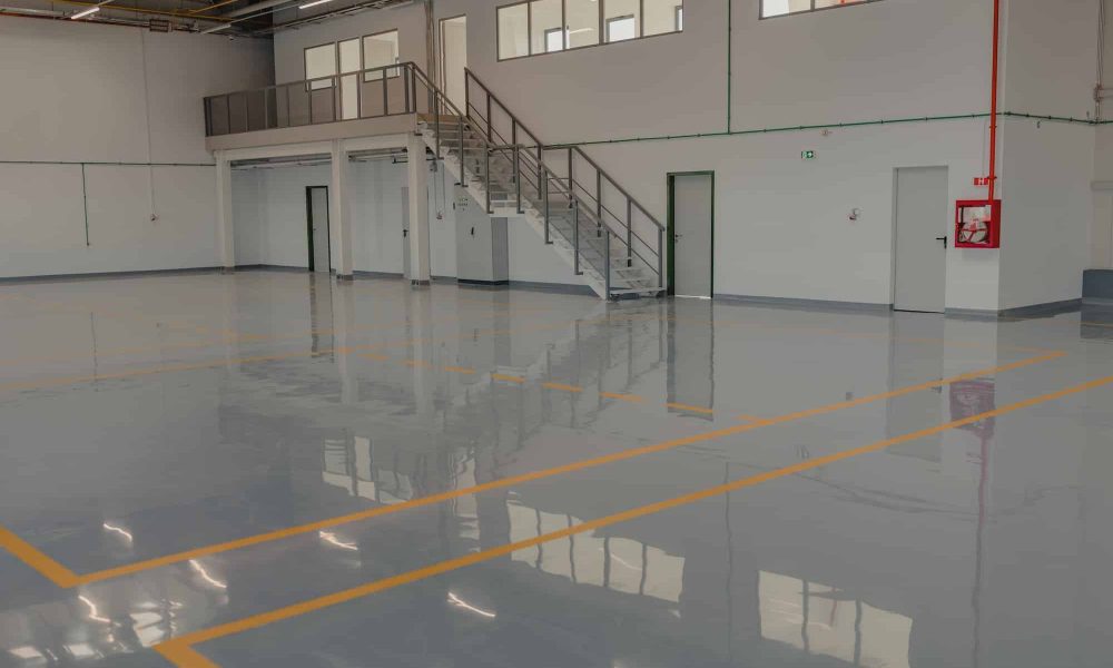 Epoxy and waxed flooring with colorful signage.