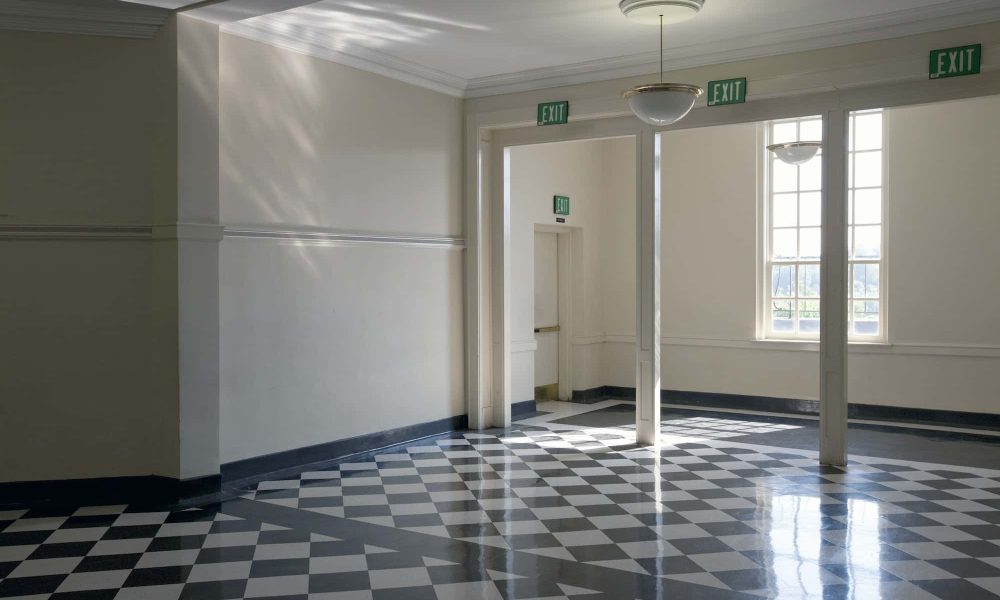 Shiny Checkered Floor of a School